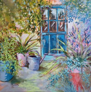 Painting titled "La porte bleue" by Cathy Monnier, Original Artwork, Acrylic