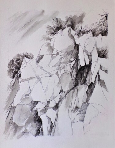 Drawing titled "Falaise" by Cathy Monnier, Original Artwork, Graphite
