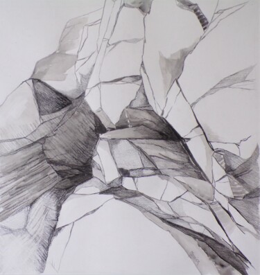 Disegno intitolato "Cassures" da Cathy Monnier, Opera d'arte originale, Matita