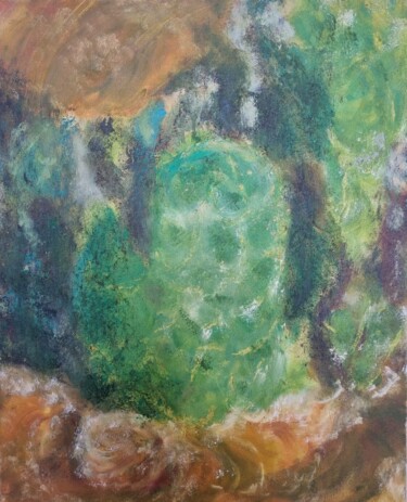 Painting titled "Eau moussue" by Cathy Occo, Original Artwork, Oil