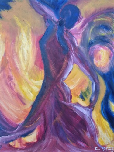 Peinture intitulée "Femme dans le feu" par Cathy Occo, Œuvre d'art originale, Huile