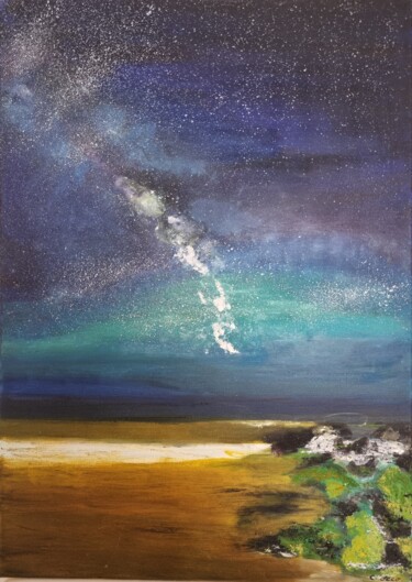 Painting titled "Constellation émera…" by Cathy Occo, Original Artwork, Oil