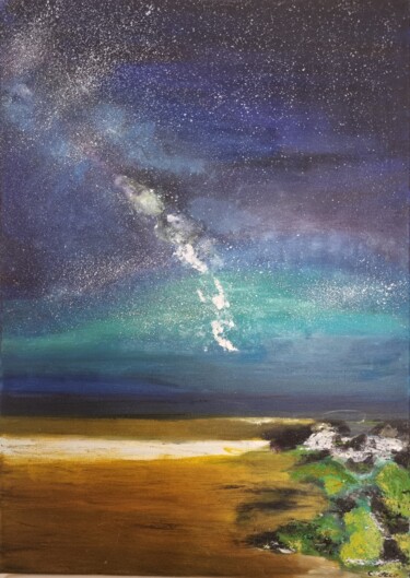 Constellation émeraude Peinture intitulée "Constellation émera…" par Cathy Occo, Œuvre d'art originale, Huile