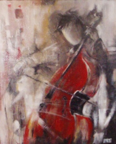 Painting titled "contrebasse" by Cathy Rodriguez, Original Artwork