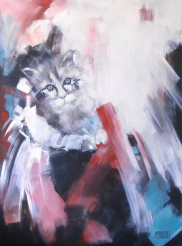 Painting titled "chaton" by Cathy Rodriguez, Original Artwork
