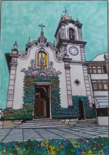 Drawing titled "Vila Praia de Ancora" by Cathy Scosceria, Original Artwork, Marker