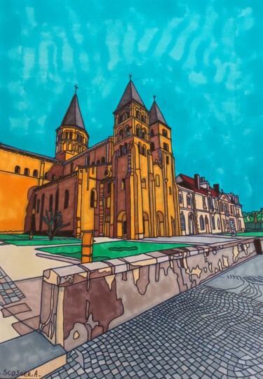 Drawing titled "Paray le Monial mon…" by Cathy Scosceria, Original Artwork, Marker