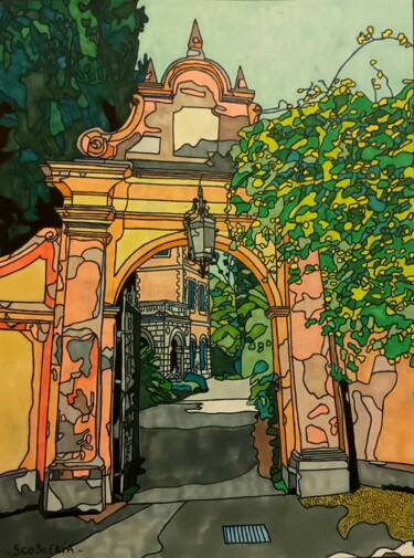 Disegno intitolato "Le jardin Hanbury" da Cathy Scosceria, Opera d'arte originale, Pennarello