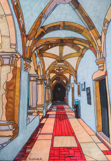 Zeichnungen mit dem Titel "Monastère des templ…" von Cathy Scosceria, Original-Kunstwerk, Marker