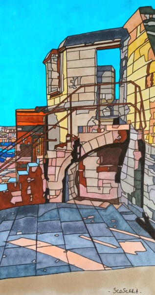 Drawing titled "Avignon" by Cathy Scosceria, Original Artwork, Marker