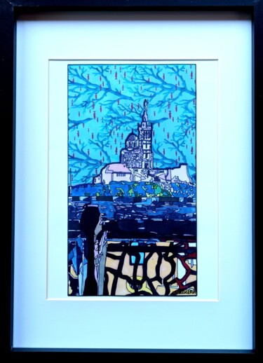 Collagen mit dem Titel "Marseille et la sar…" von Cathy Scosceria, Original-Kunstwerk, Marker