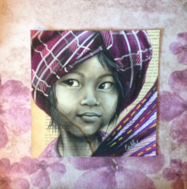 Drawing titled "MAUVE" by Cathy, Original Artwork, Pastel