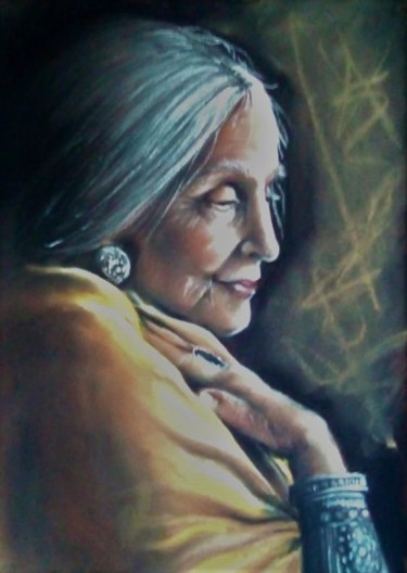 Drawing titled "LA DAME D"OR" by Cathy, Original Artwork, Pastel