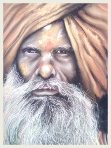 Drawing titled "INDIAN" by Cathy, Original Artwork, Pastel