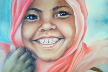 Drawing titled "SOURIRE PECHE" by Cathy, Original Artwork, Pastel