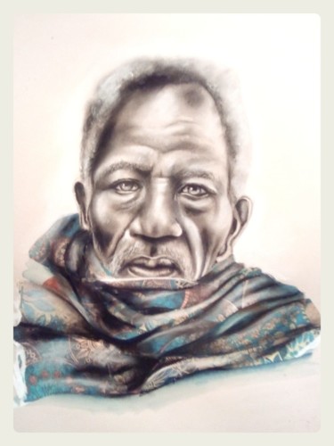 Drawing titled "REGARD FROID" by Cathy, Original Artwork, Pastel