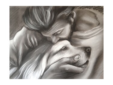 Drawing titled ". tendresse animale…" by Cathy, Original Artwork, Pastel