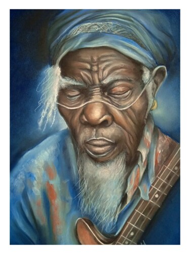 Dibujo titulada "papy rock" por Cathy, Obra de arte original, Pastel