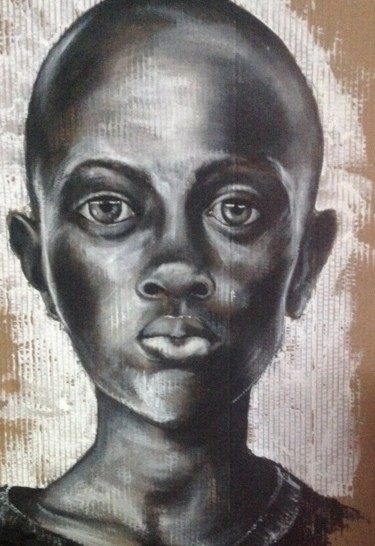 Schilderij getiteld "Black boy" door Cathy, Origineel Kunstwerk