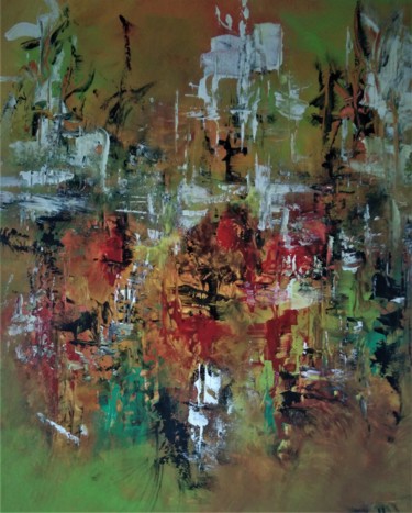 Картина под названием "Illusions" - Cathya, Подлинное произведение искусства, Акрил Установлен на Деревянная рама для носилок