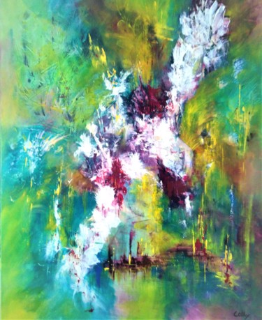 Painting titled "Ange de vie" by Cathya, Original Artwork, Acrylic Mounted on Wood Stretcher frame