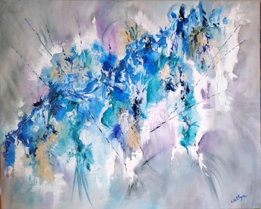 Peinture intitulée "Azur" par Cathya, Œuvre d'art originale, Acrylique Monté sur Châssis en bois