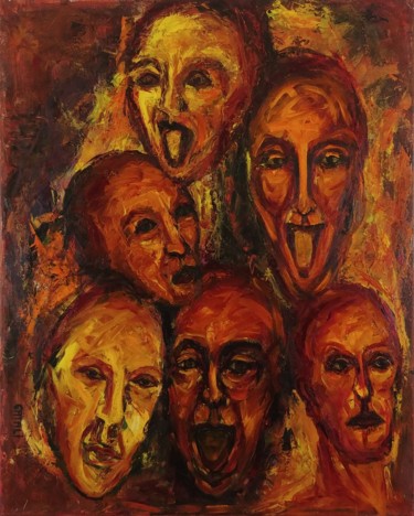 Peinture intitulée "L'Enfer" par Catali, Œuvre d'art originale, Huile Monté sur Châssis en bois