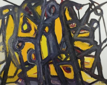 Картина под названием "La Ruche Africaine" - Catali, Подлинное произведение искусства, Масло Установлен на Деревянная рама д…