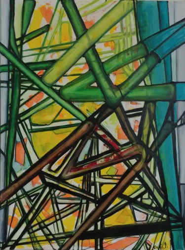 Peinture intitulée "Bouts et Bambous" par Catali, Œuvre d'art originale, Acrylique