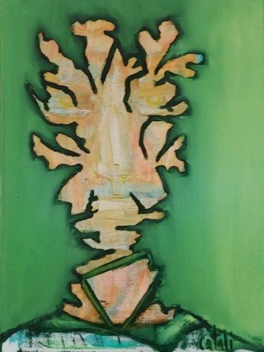 Painting titled "Feuille Caduque" by Catali, Original Artwork, Oil