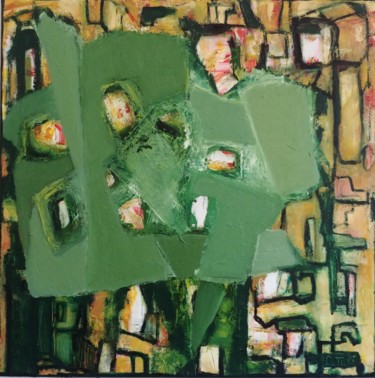 Painting titled "Masquere Verde" by Catali, Original Artwork, Oil
