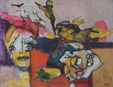 Картина под названием "Chassé Croisés" - Catali, Подлинное произведение искусства, Масло Установлен на Деревянная рама для н…