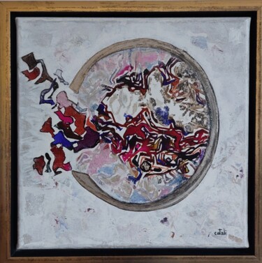 Ζωγραφική με τίτλο "Hanbok" από Catali, Αυθεντικά έργα τέχνης, Μελάνι Τοποθετήθηκε στο Ξύλινο φορείο σκελετό