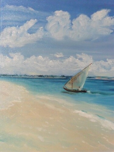 Pittura intitolato "Paesaggio di mare" da Catia Biso, Opera d'arte originale