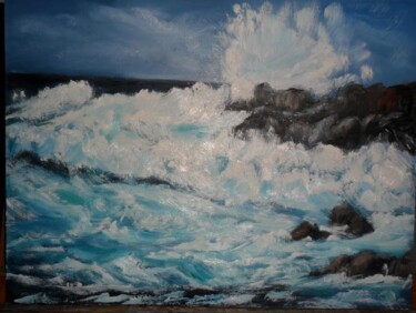Painting titled "Mare in tempesta" by Catia Biso, Original Artwork, Oil