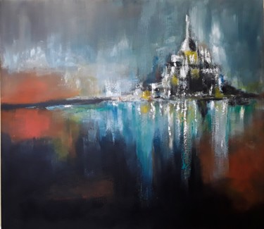 Painting titled "Mont Saint Michel" by Catia Trovarelli, Original Artwork, Acrylic