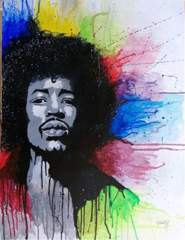 Painting titled "Jimy Hendrix" by Catia Trovarelli, Original Artwork, Acrylic