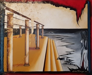 Painting titled "Shadows of the Past" by Catia Rodrigues, Original Artwork, Acrylic Mounted on Wood Stretcher frame
