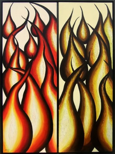 Pittura intitolato "fogos distintos" da Catia Rodrigues, Opera d'arte originale
