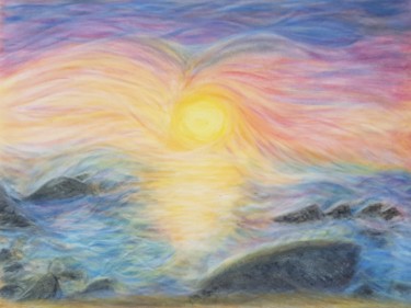 Painting titled "Sunset at Spanish P…" by Catie O'Connell, Original Artwork, Pastel