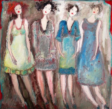 Painting titled "Les amies" by Catherine Siffre, Original Artwork, Oil