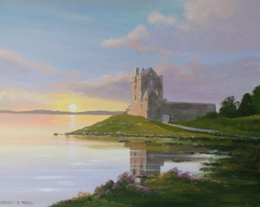 Painting titled "dunguaire-castle-" by Cathal O Malley, Original Artwork, Acrylic