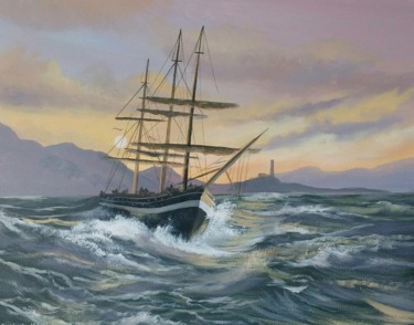 绘画 标题为“west-coast-sailing.…” 由Cathal O Malley, 原创艺术品, 丙烯 安装在木质担架架上