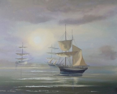 Malerei mit dem Titel "kinsale ships" von Cathal O Malley, Original-Kunstwerk, Acryl