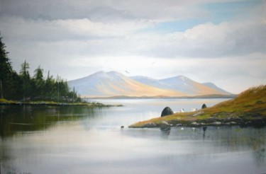 Painting titled "connemara lakeside…" by Cathal O Malley, Original Artwork