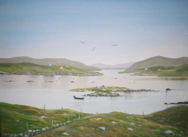 Painting titled "omey races strand" by Cathal O Malley, Original Artwork