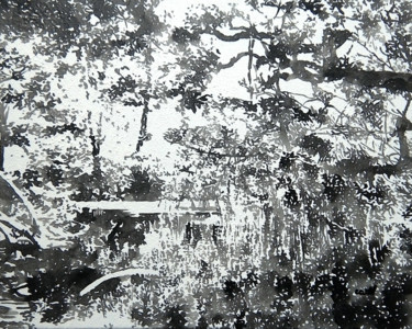 Painting titled "Petite Mangrove" by Catnplasticienne, Original Artwork, Ink
