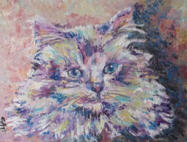 Peinture intitulée "Petit coeur" par Catherine Cabé (CAT.), Œuvre d'art originale, Huile
