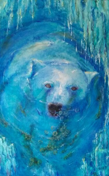 Painting titled "Polaire" by Catherine Cabé (CAT.), Original Artwork, Oil