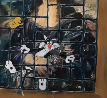 Tablo, petrol, sanat eseri Catherine Cabé (CAT.) tarafından
